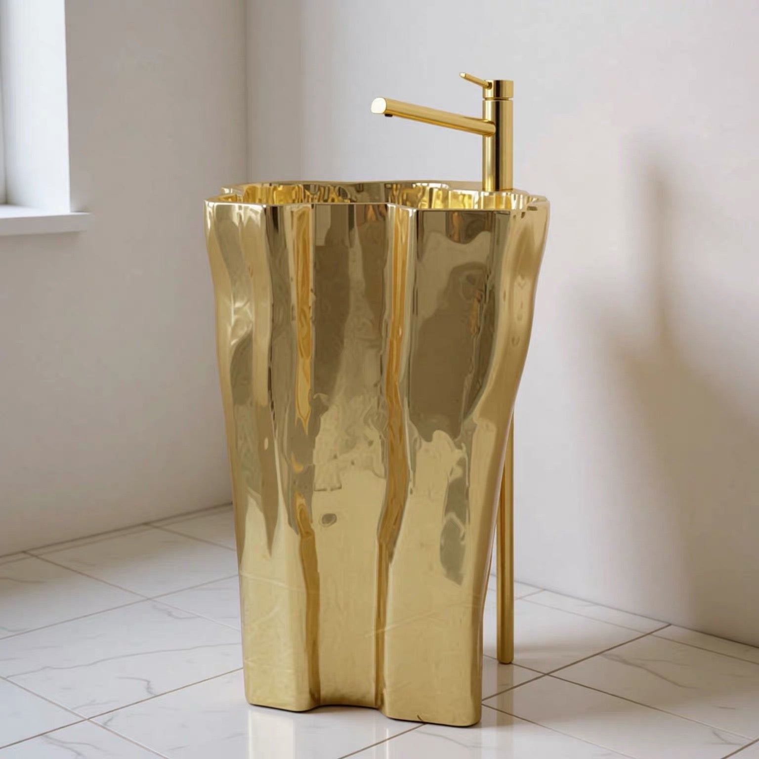 Luxury Italian Freestanding Stainless Steel Wash Basin