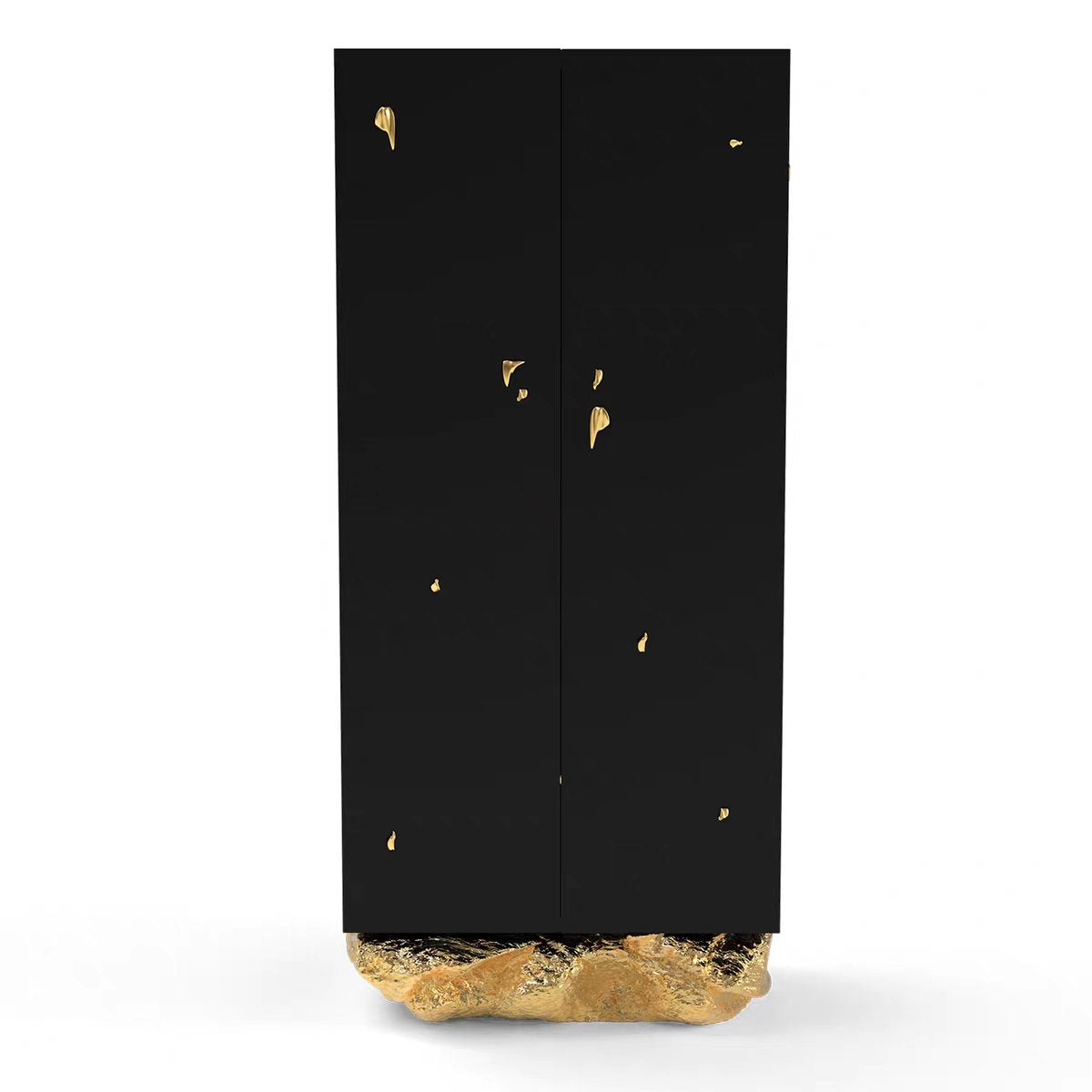 Luxury Italian Brass Glass Wine Cabinet with Solid Wood Design