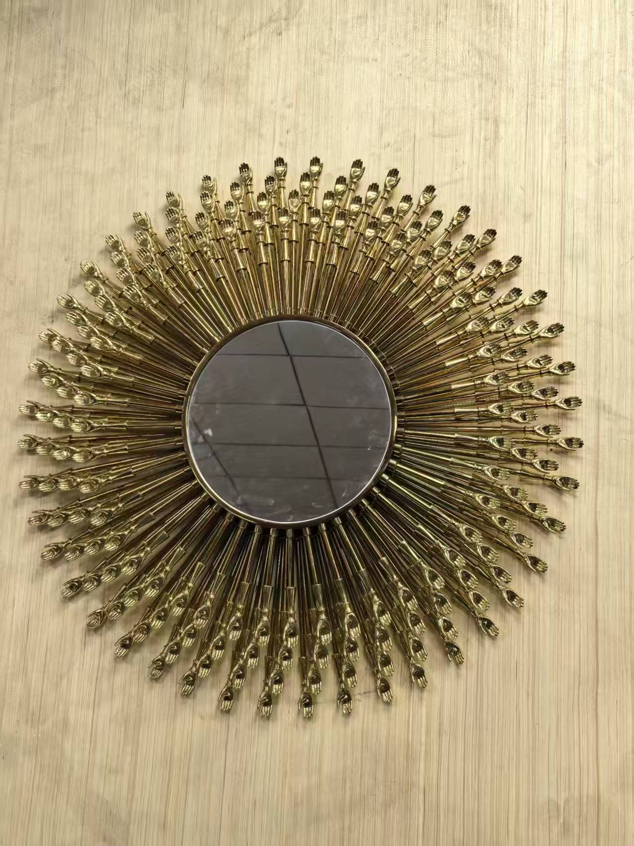 Italian Luxury Brass Sunburst Artistic Wall Mirror