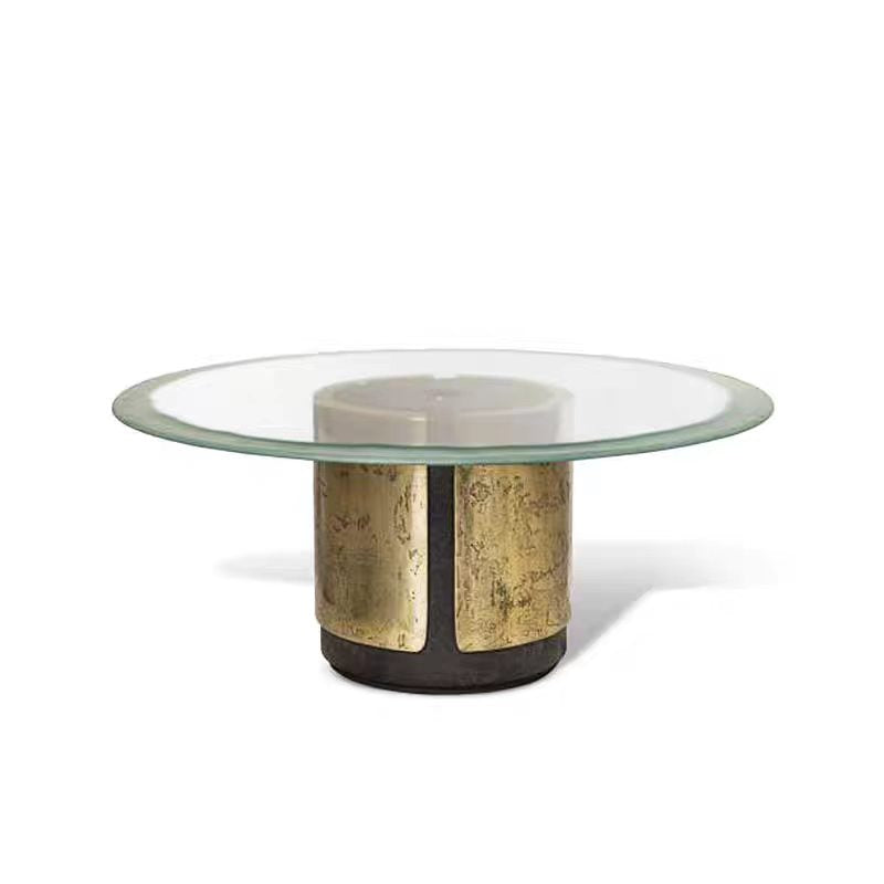 Luxury Italian Round Dining Table Set with Glass & Metal Design