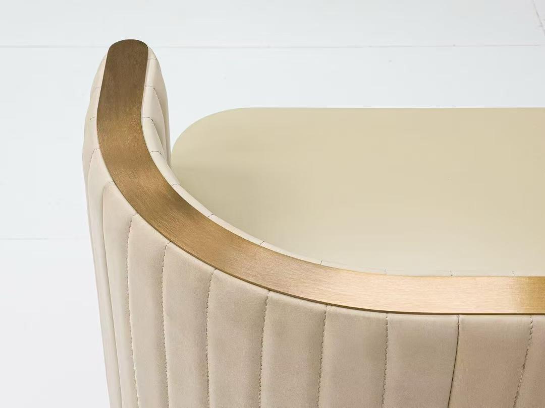 Luxury Italian Dressing Table with Leather & Stainless Steel Design