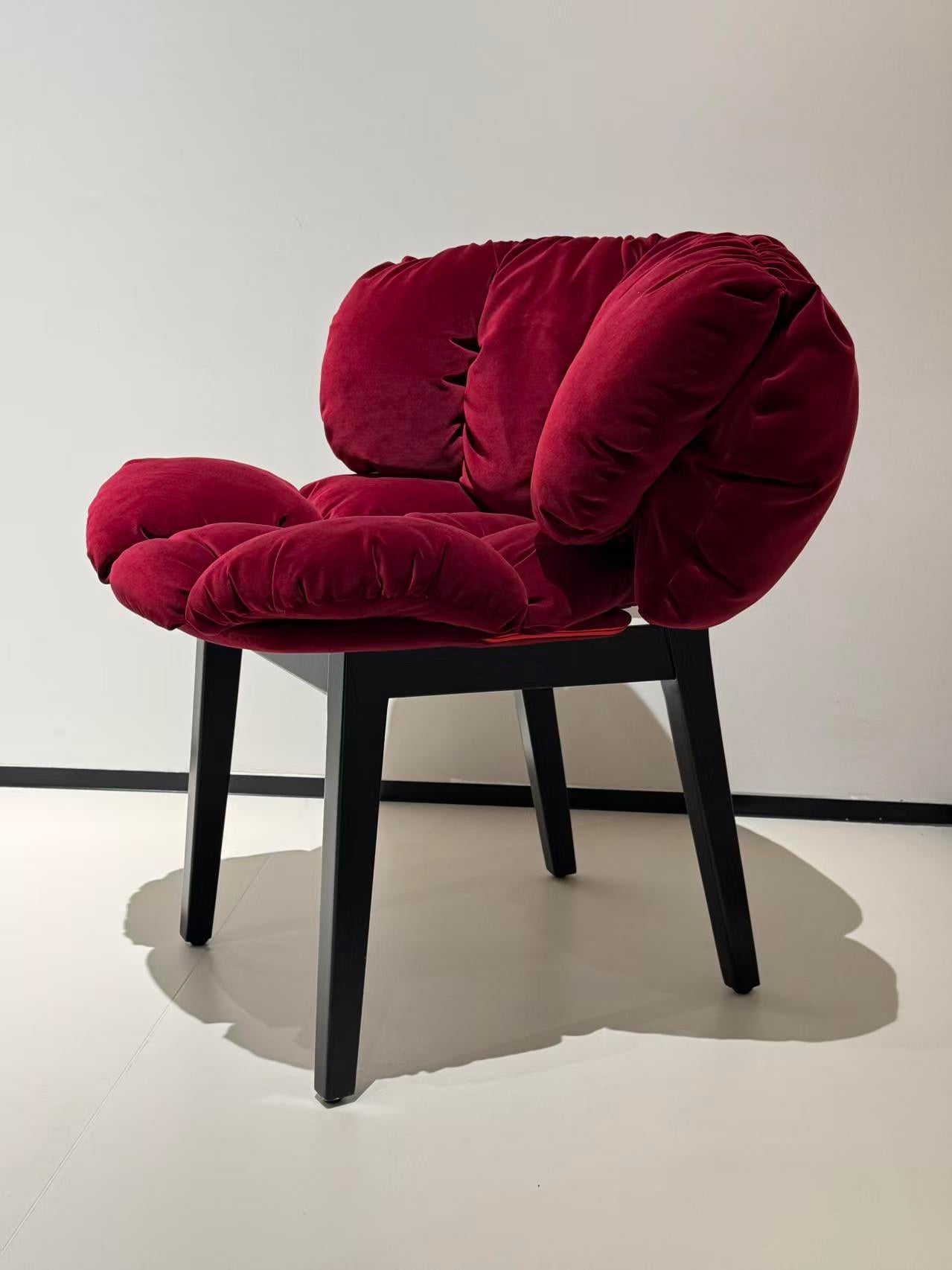 Luxury Italian Blue Velvet Petal Dining Chair