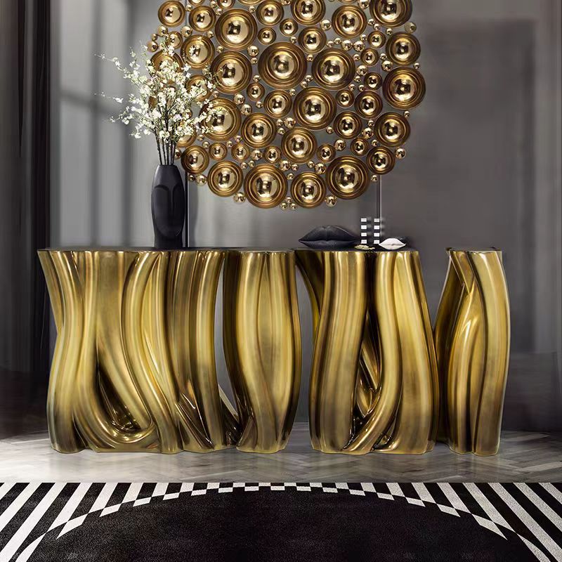 Modern Irregular Glass-Fiber Console Table
