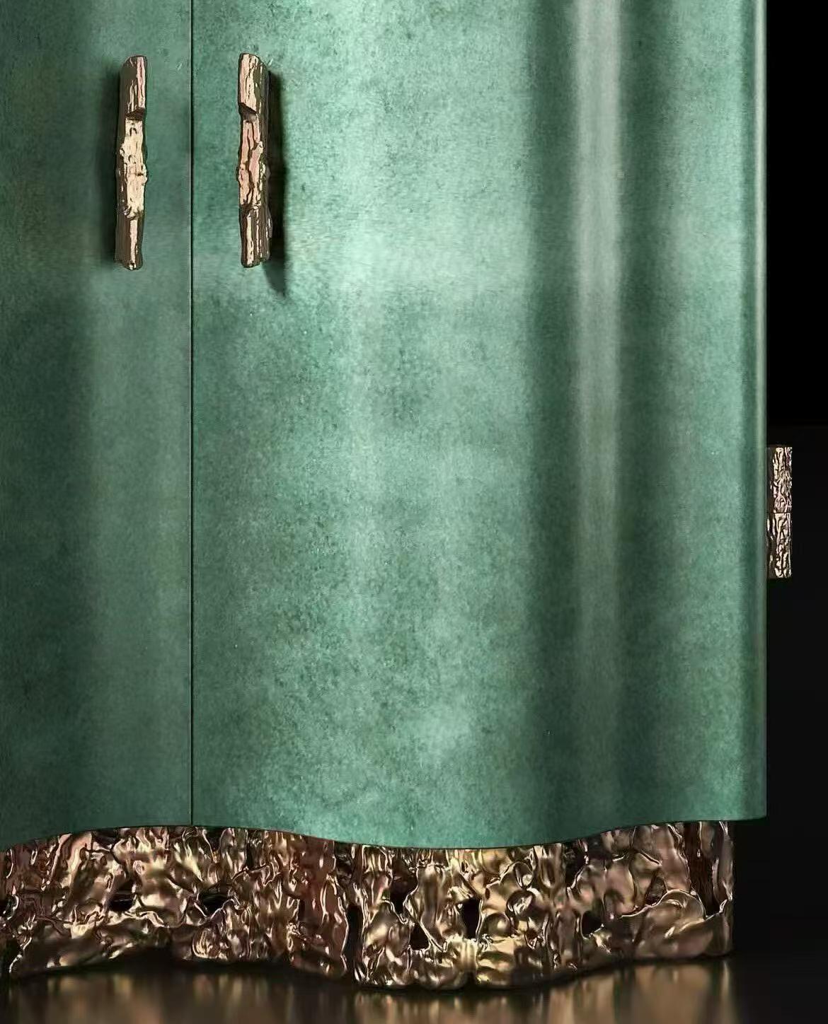 Luxury Italian Retro Green Wave Sideboard