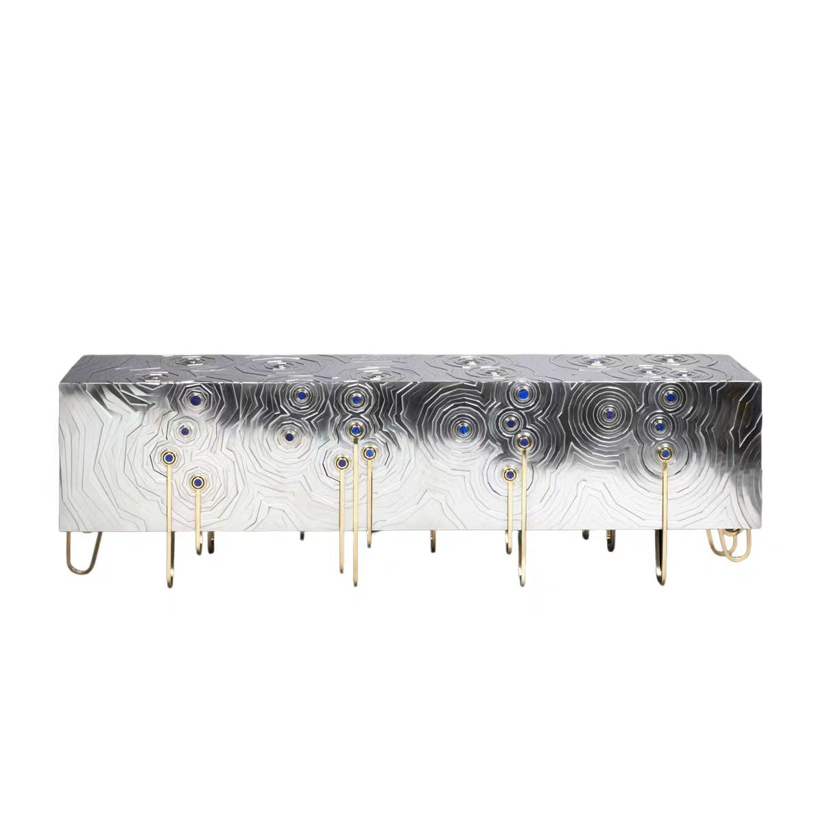 Luxury Stainless Steel Lapis Lazuli Sideboard Cabinet Design