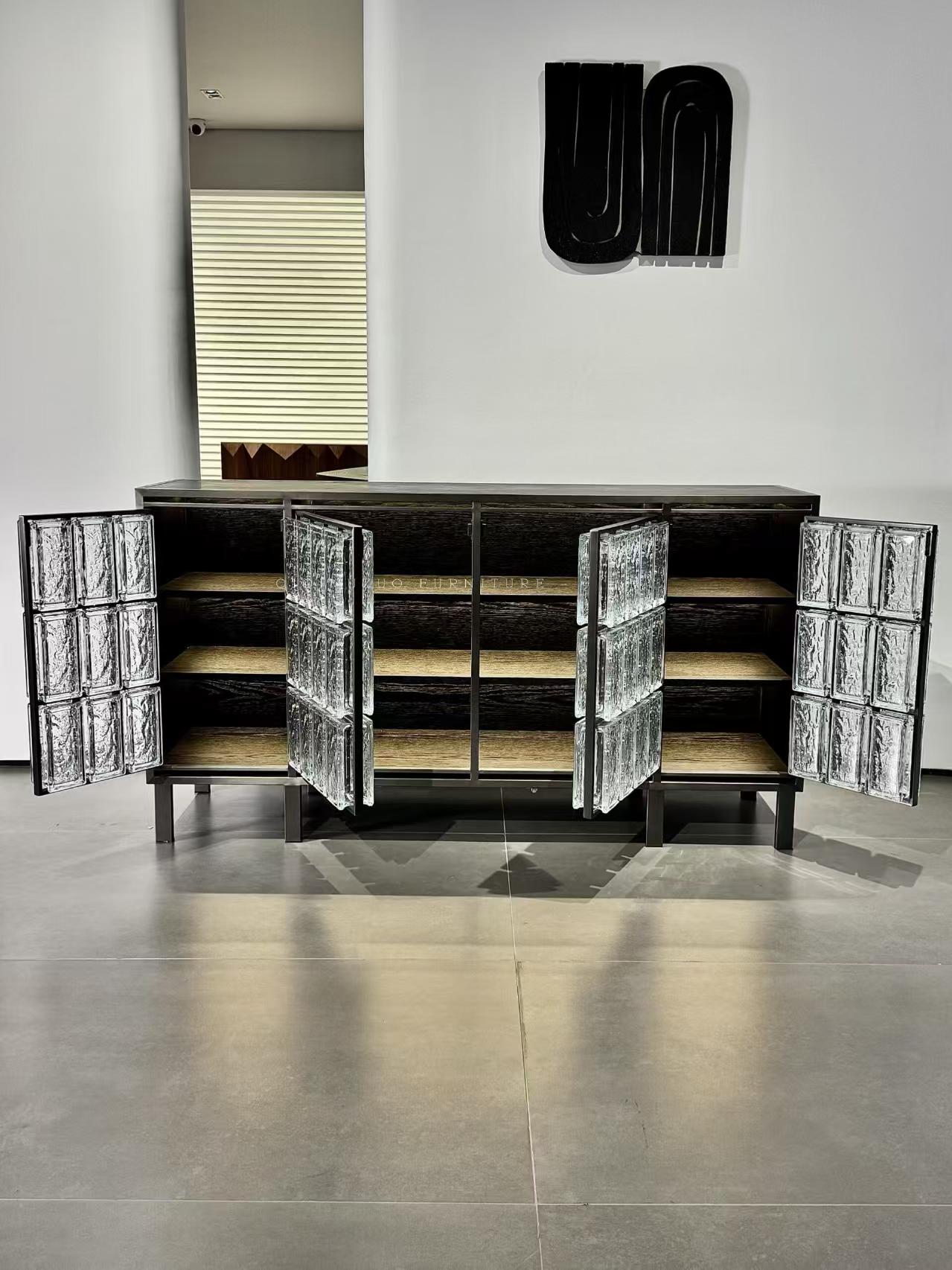Luxury Glass Brick Sideboard Cabinet Design