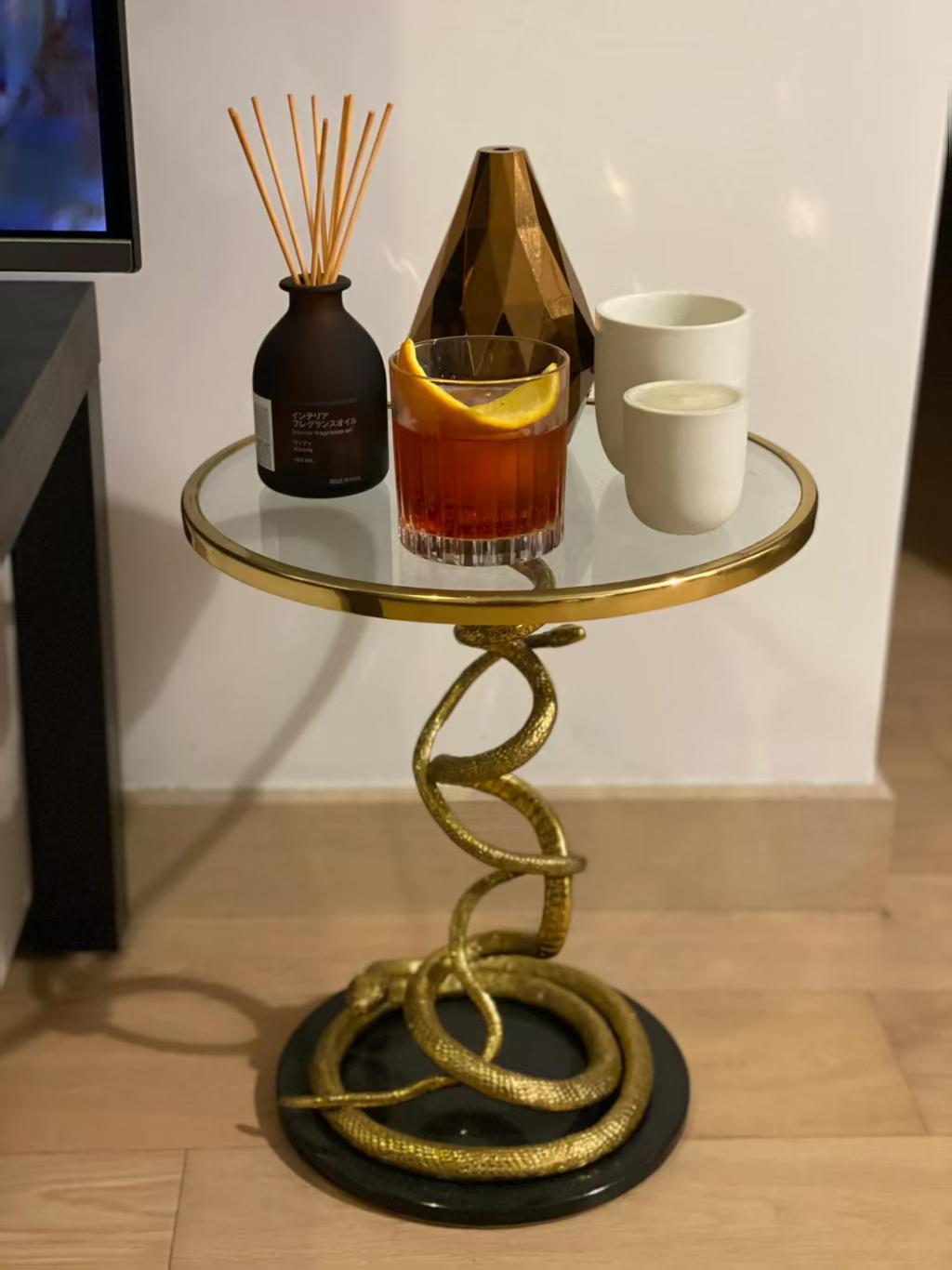 Luxury Italian Golden Snake Side Table