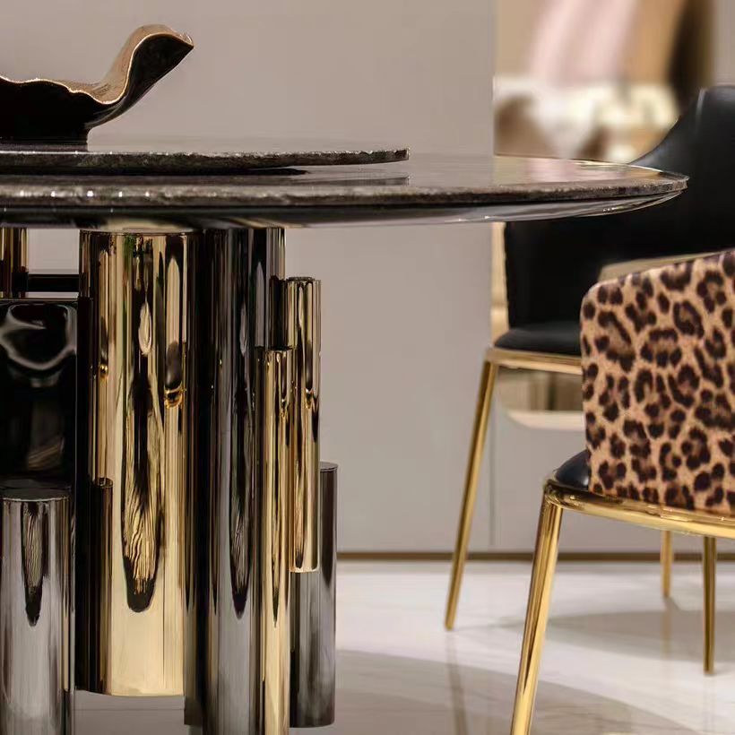 Luxury Italian Cavalli Dining Table with Stainless Steel & Glass Design