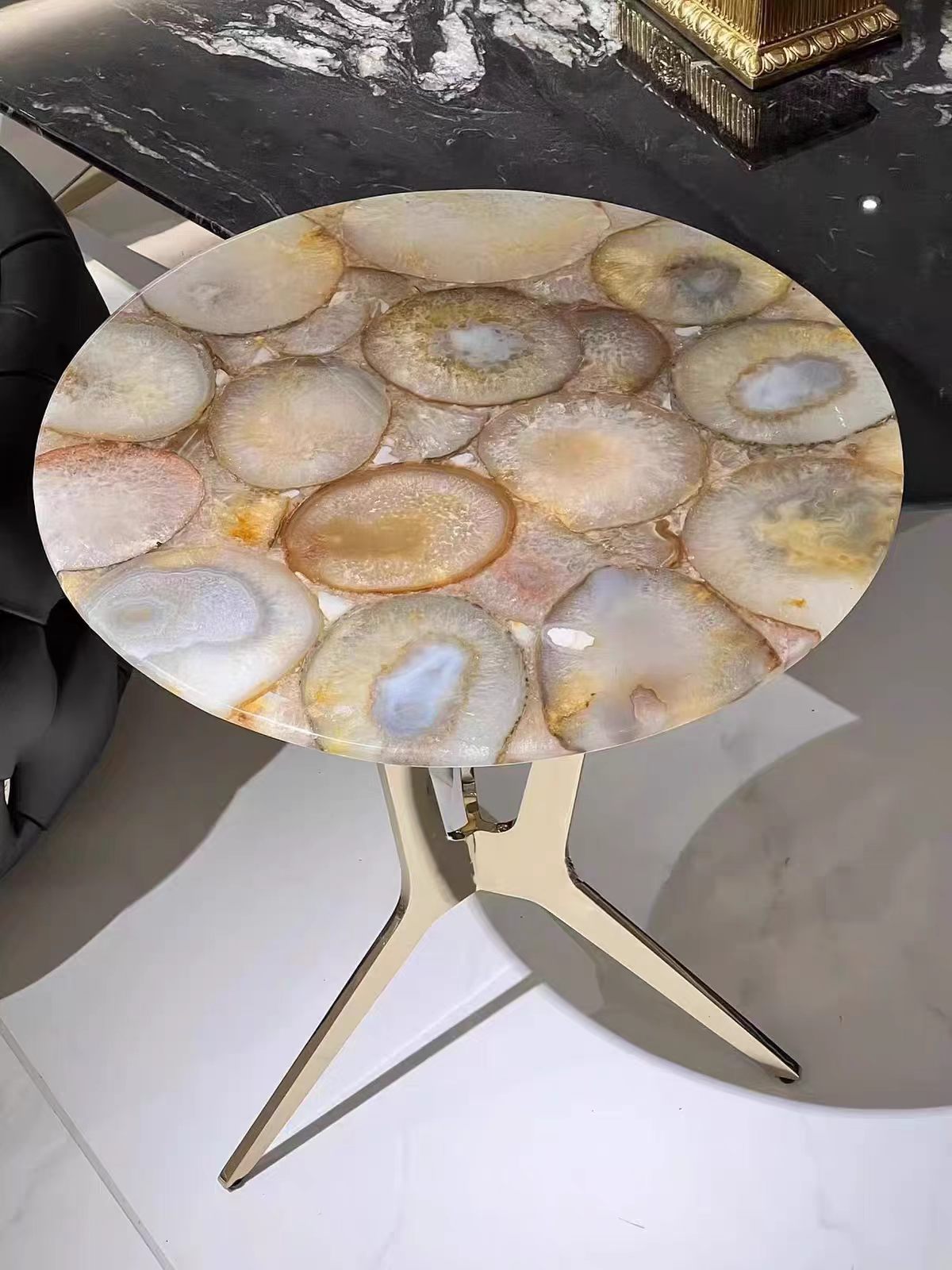 Luxury Italian Agate Stone Side Table