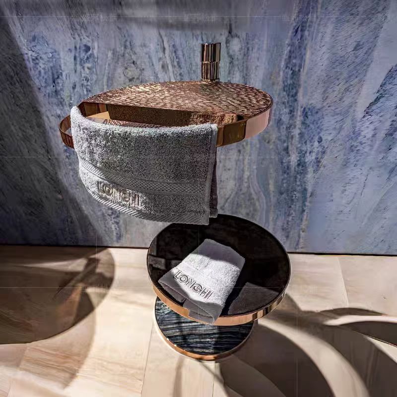 Luxury Italian Stainless Steel Towel Rack with Marble Base Design