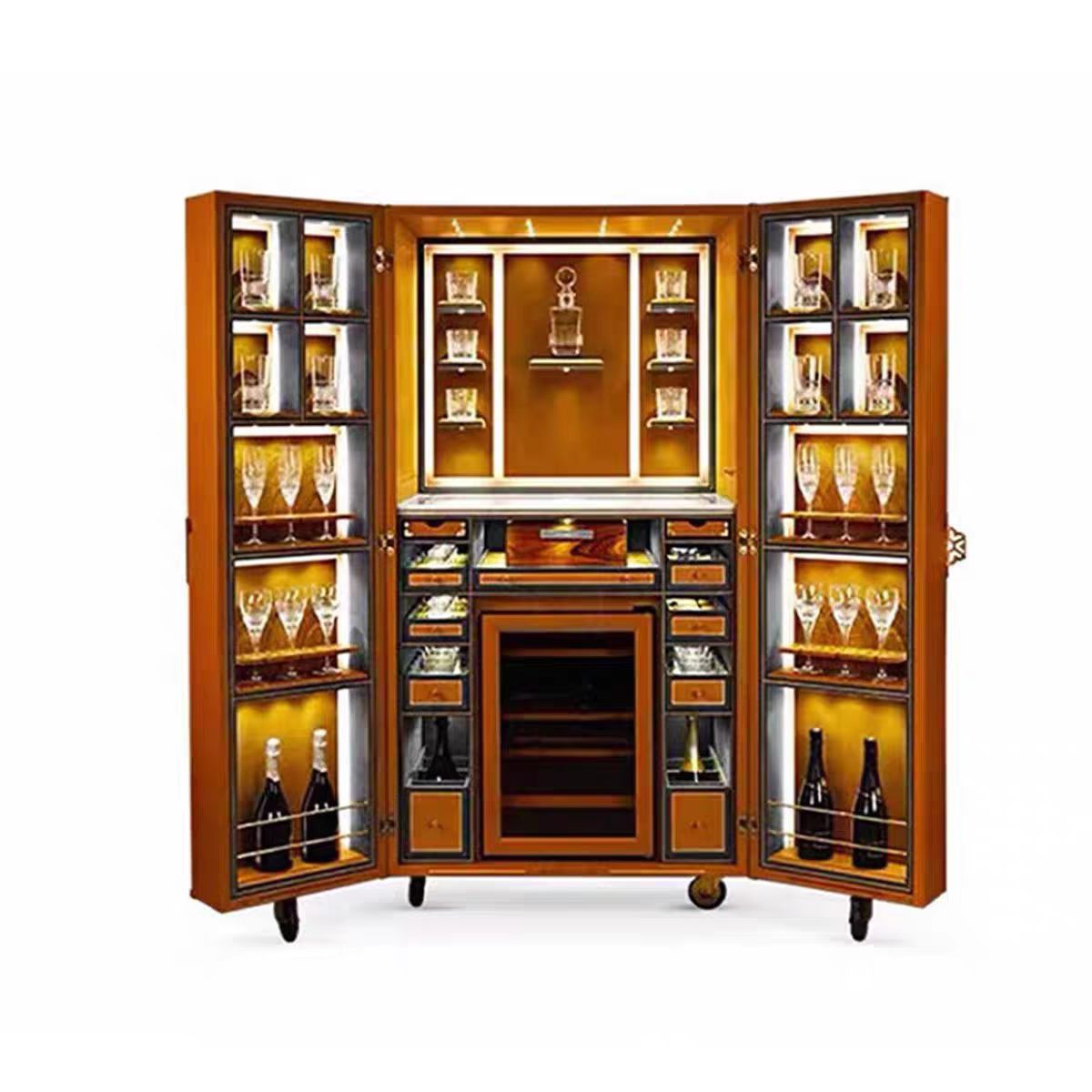 Luxury Italian Leather Box Wine Cabinet Design