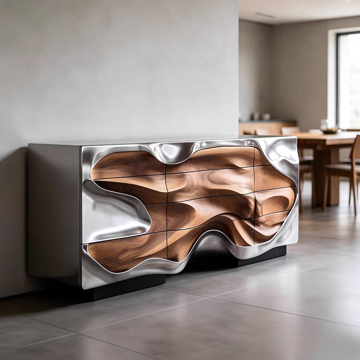 Luxury Italian Sculptural Console Cabinet