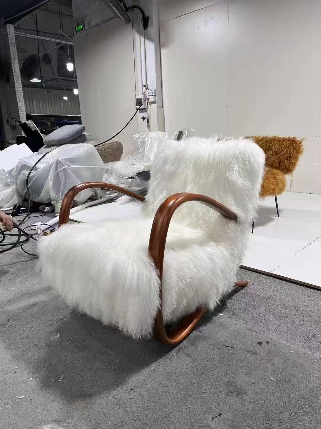 Luxury Italian Wool Lounge Chair
