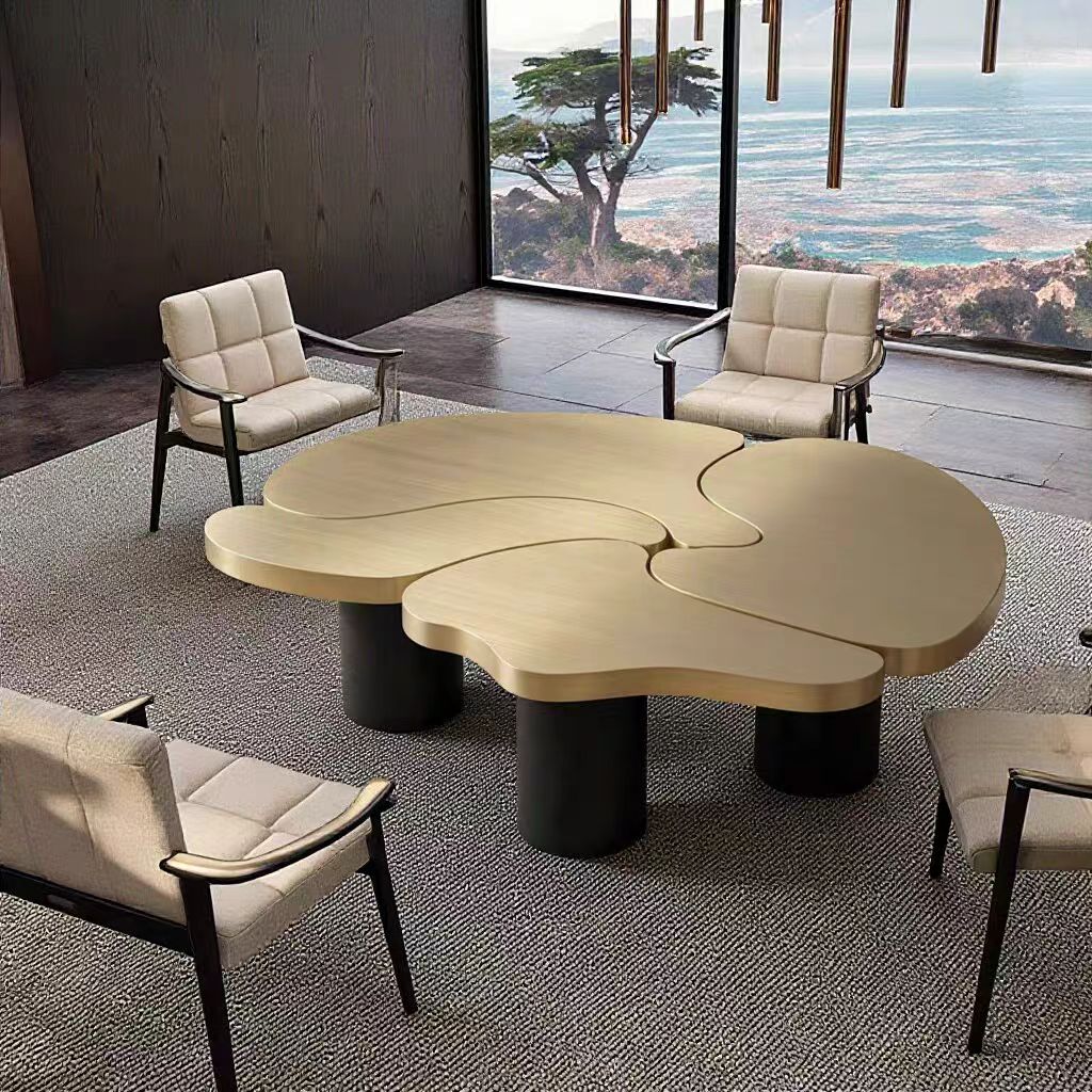 Luxury Italian Irregular Stainless Steel Coffee Table Design