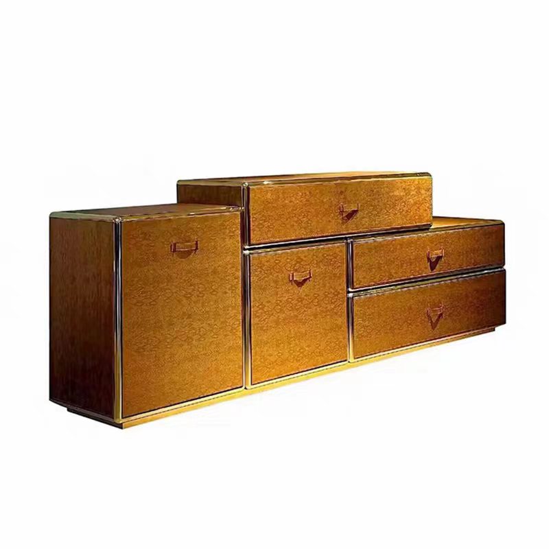 Luxury Italian Solid Wood Storage Cabinet with Stainless Steel Design