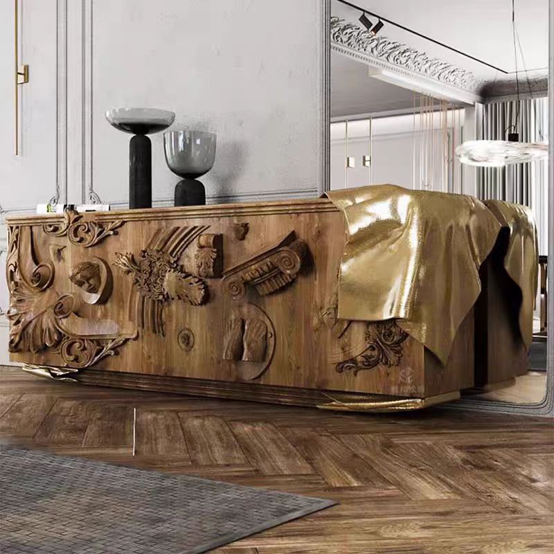 Luxury Designer Sideboard Cabinet with Brass & Glass Details