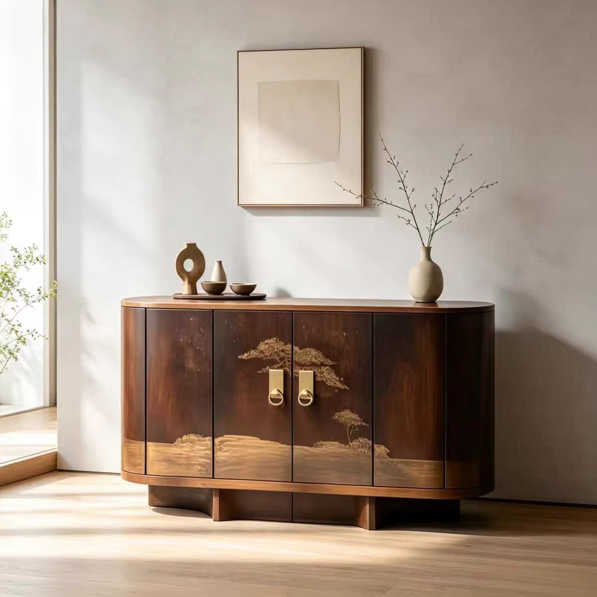 Luxury Modern Chinese Walnut Sideboard