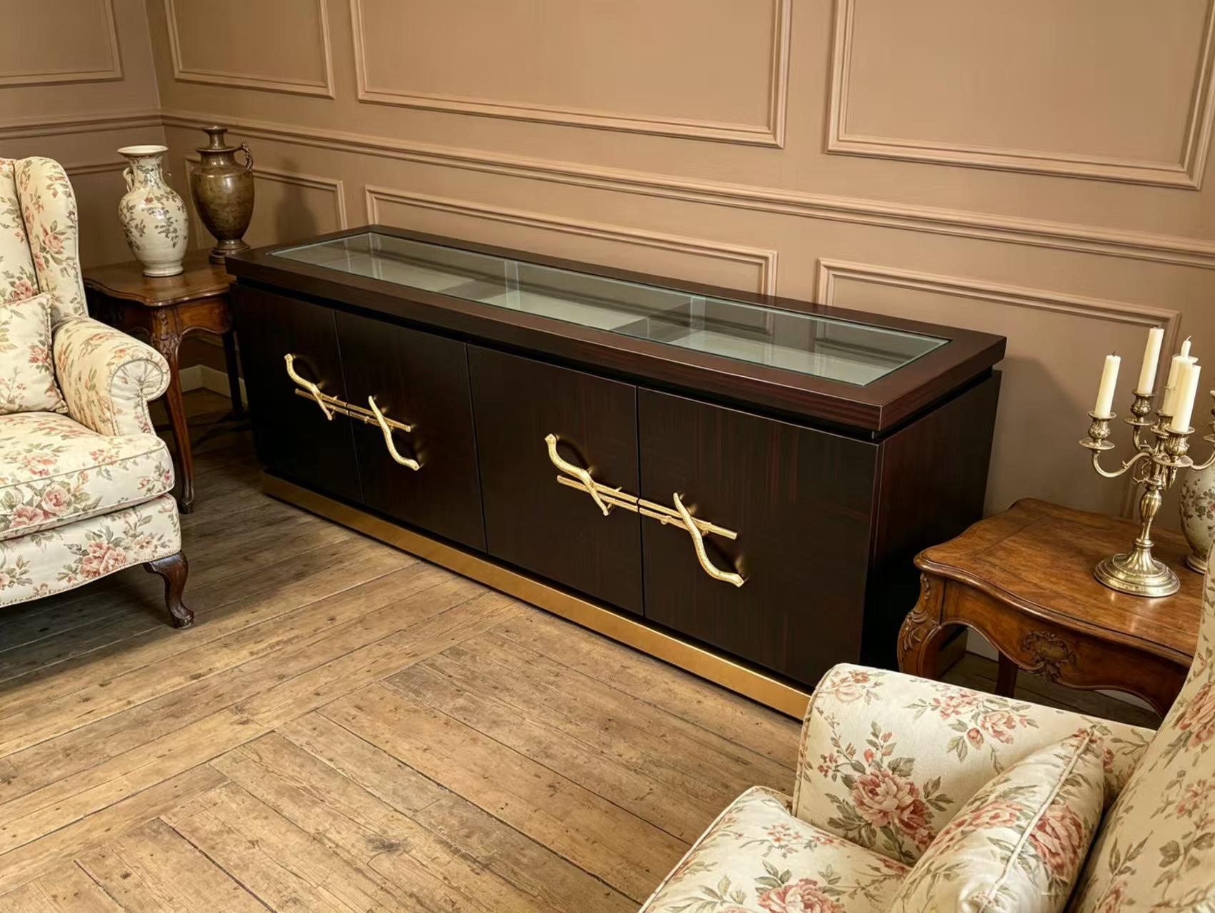 Luxury French American Brass Sideboard