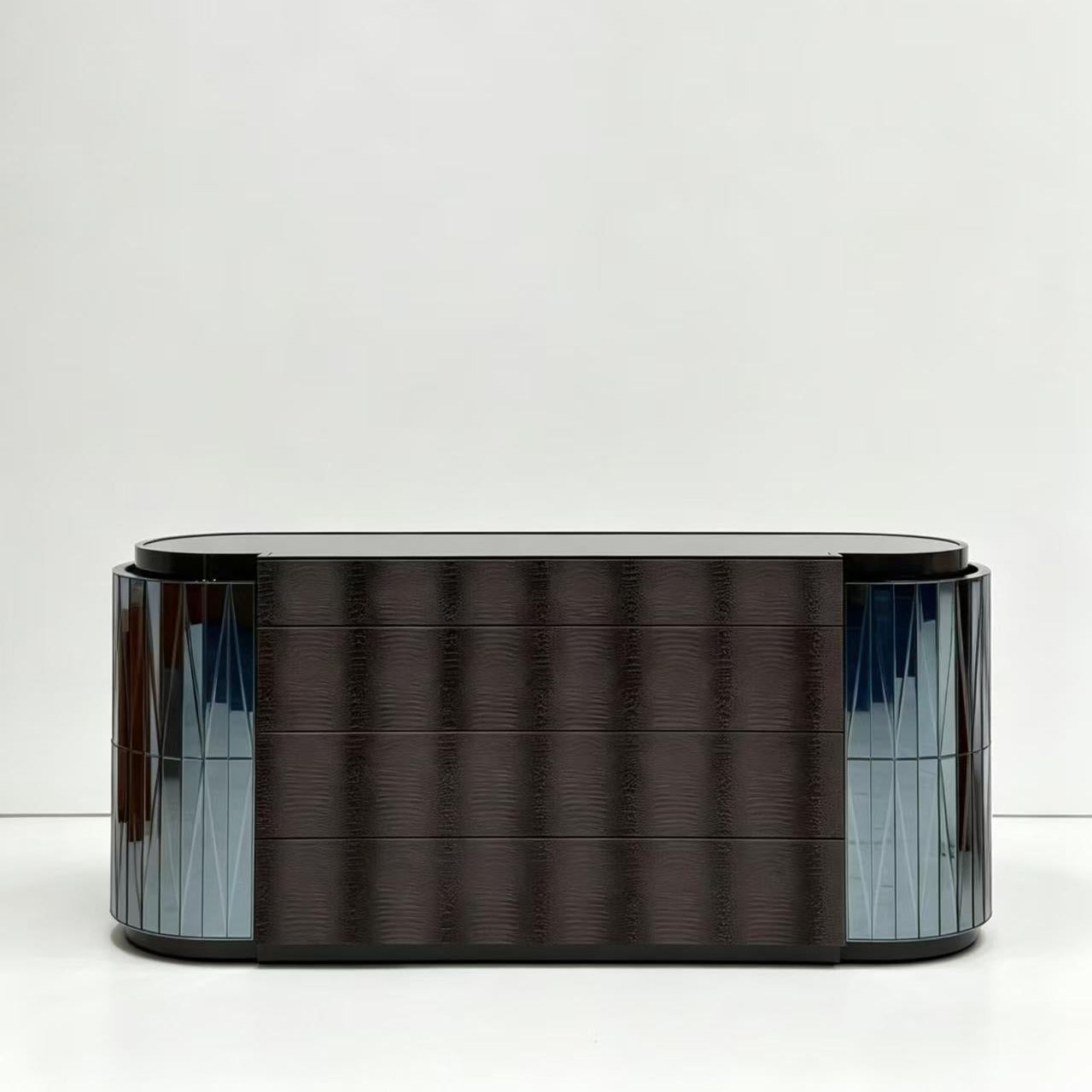 Luxury Italian Glass Console Cabinet