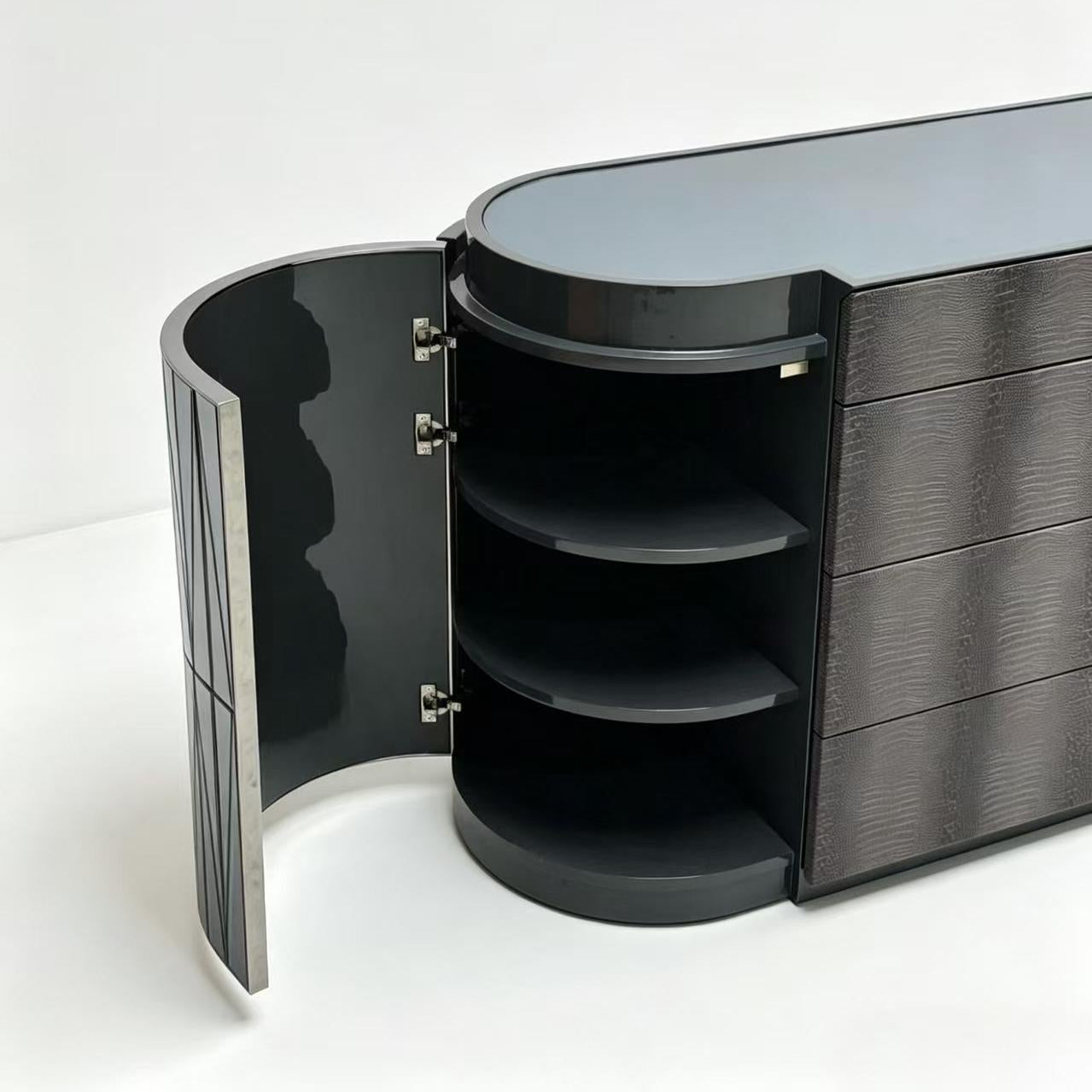 Luxury Italian Glass Console Cabinet