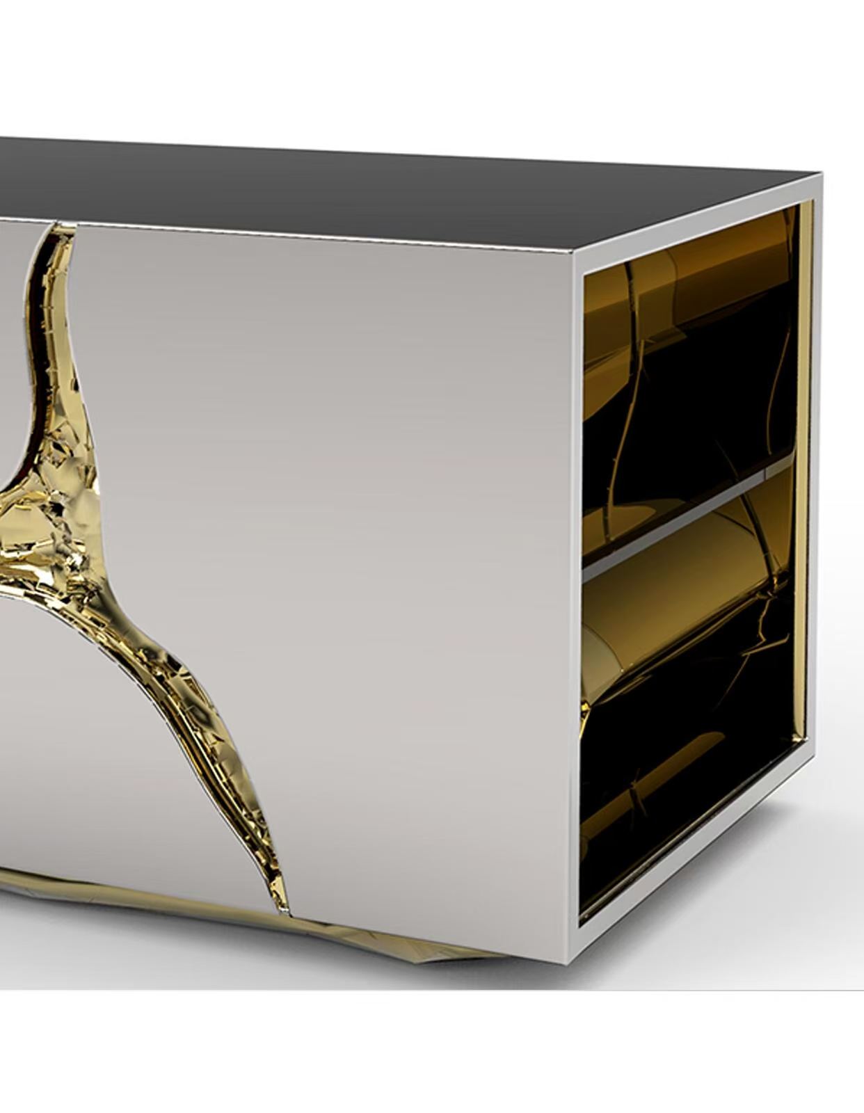 Italian Luxury Stainless Steel Nightstand