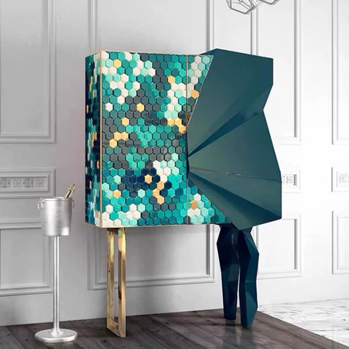 Luxury Italian Honeycomb Wine Cabinet Design