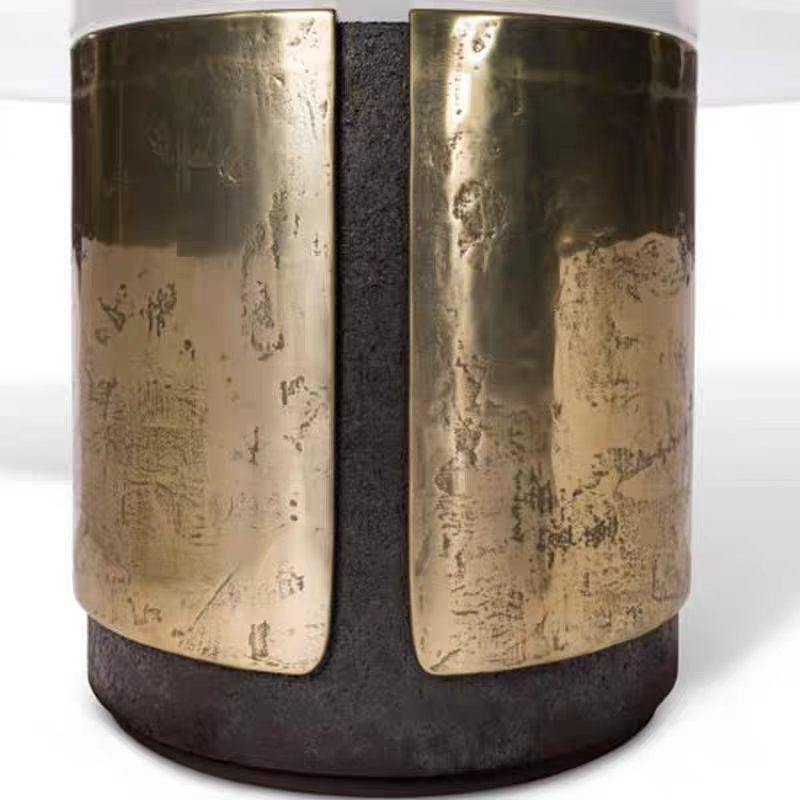 Luxury Italian Round Dining Table Set with Glass & Metal Design