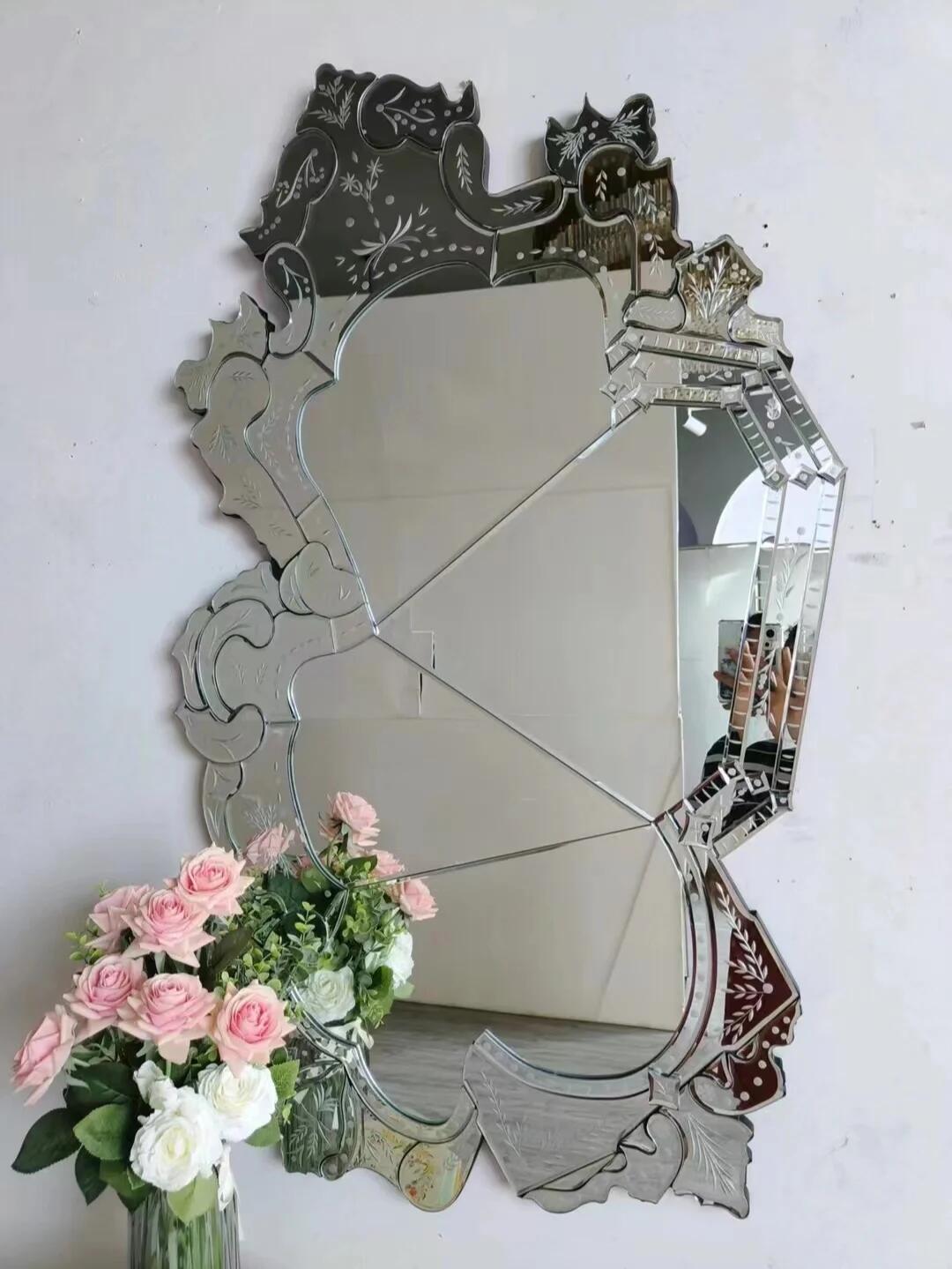 Luxury Italian Sculptural Glass Wall Mirror