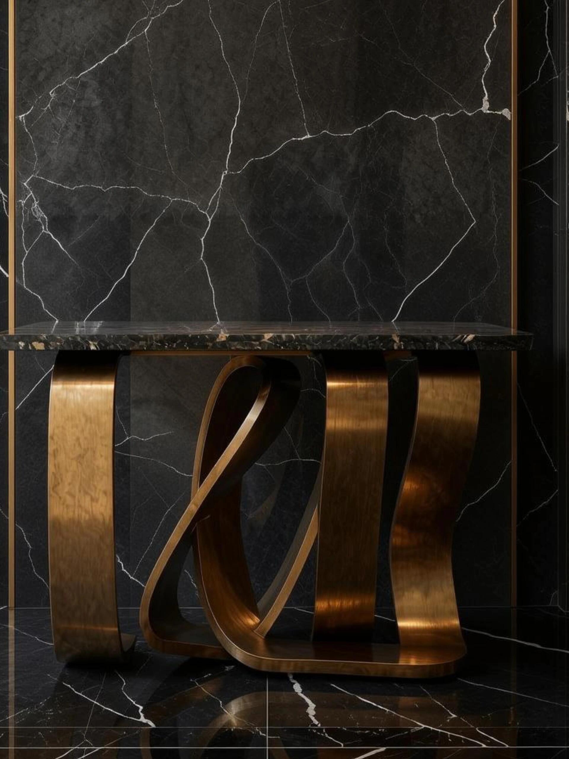 Luxury Italian Entryway Cabinet with Natural Stone Top