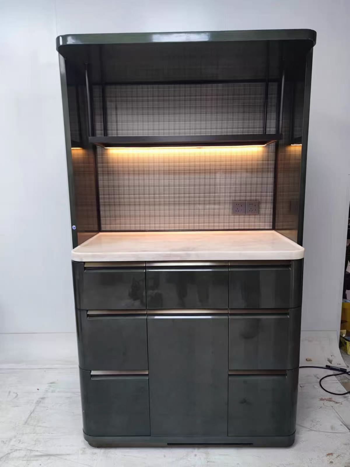 Luxury Italian Bar Cabinet with Marble & Wood Design