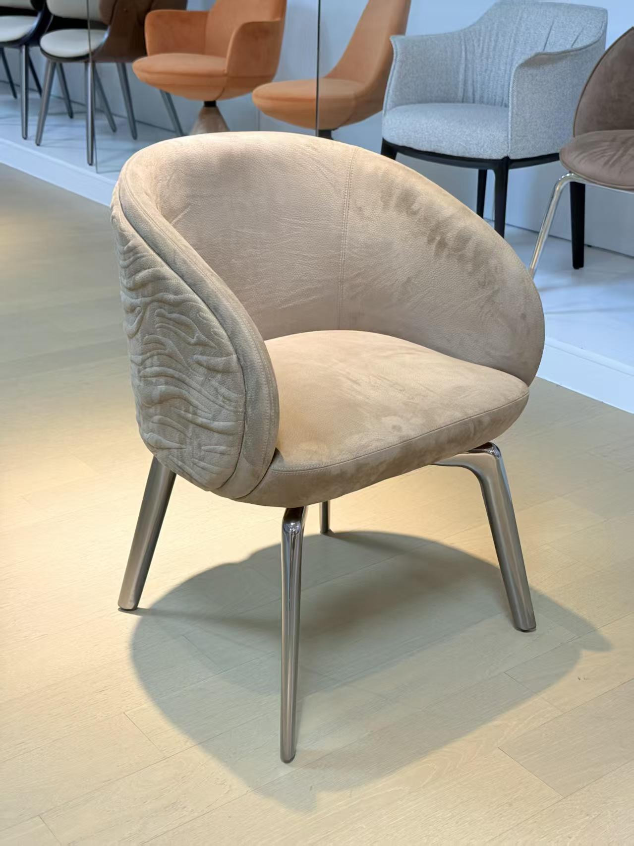Luxury Italian Dining Chair with Leather Fabric & Stainless Steel Design
