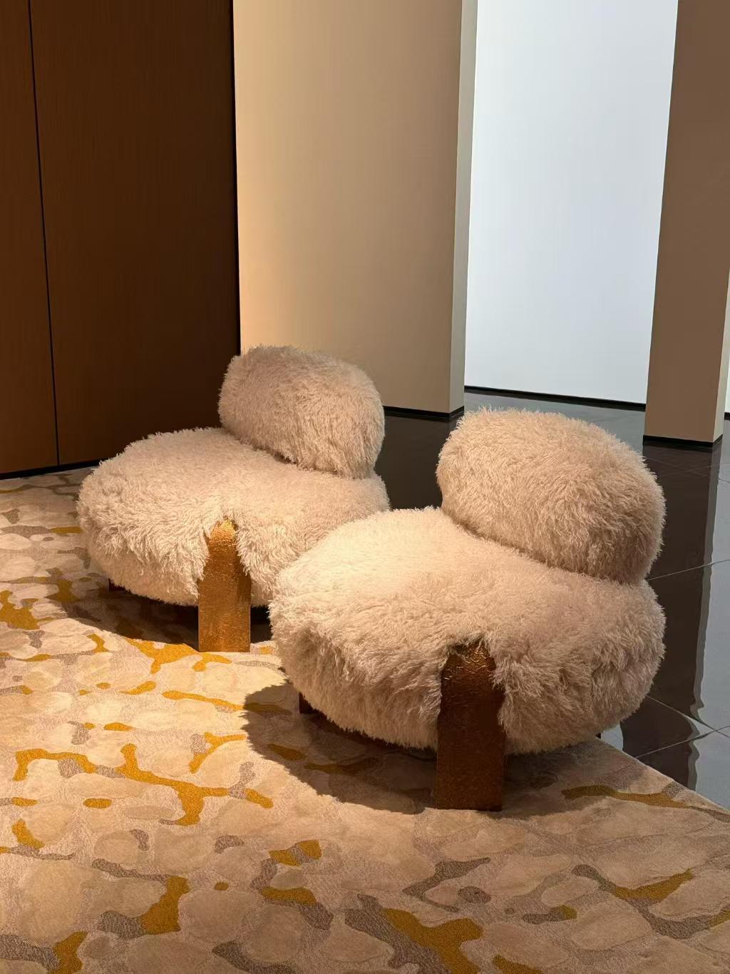 Luxury Italian Plush Stainless Steel Lounge Chair