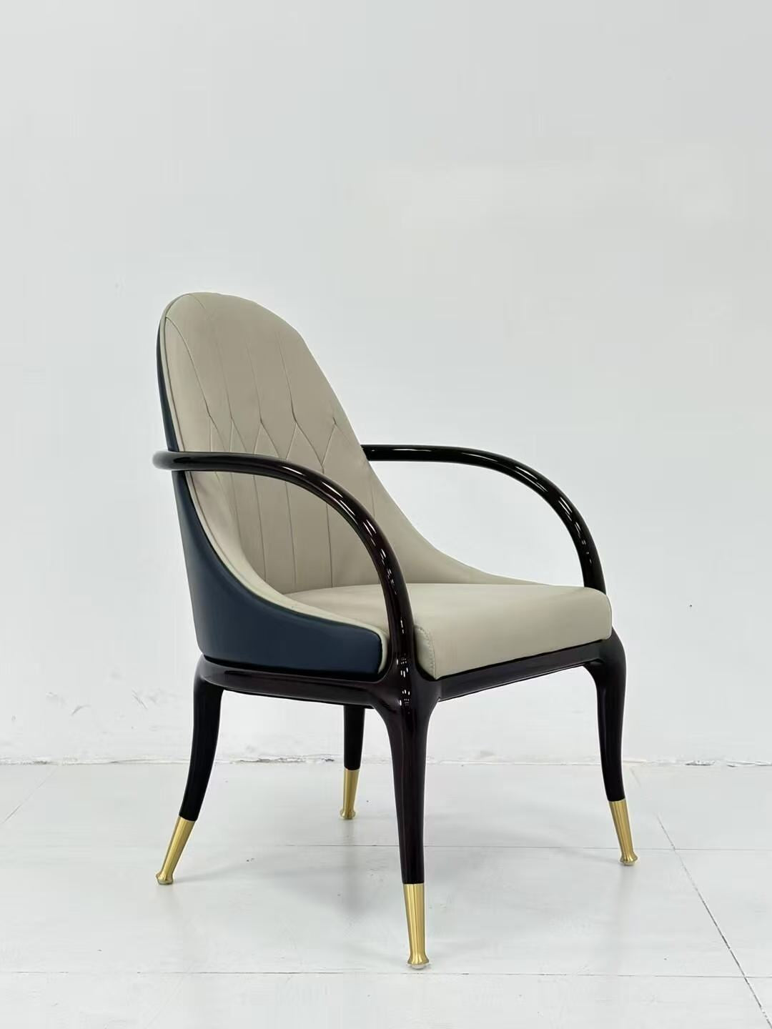 Luxury Italian Dining Chair with Leather & Stainless Steel Design