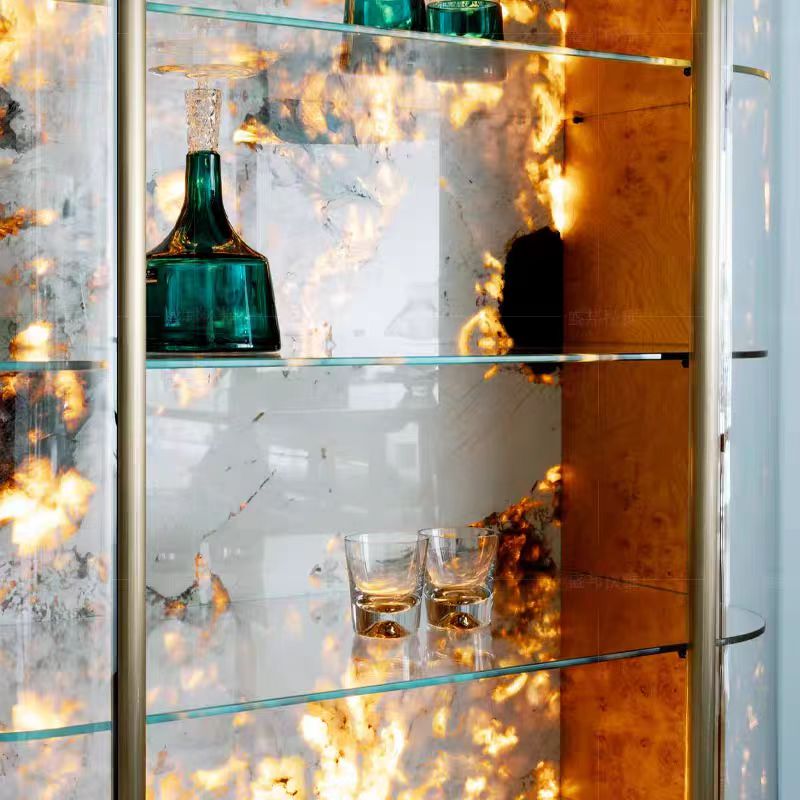 Luxury Stone Glass Wine Cabinet Design