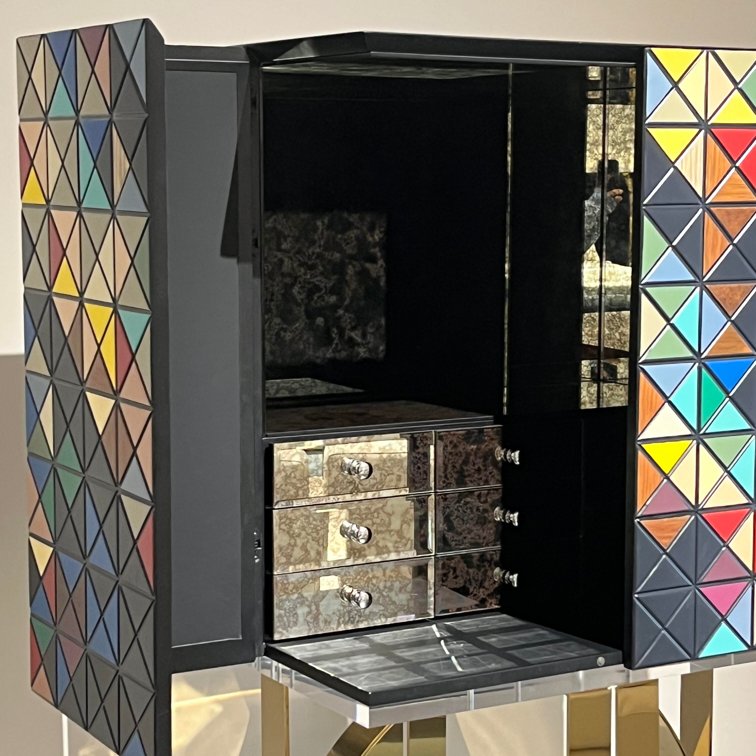 Luxury Italian Mosaic Wine Cabinet
