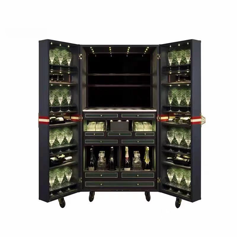 Luxury Italian Leather Box Wine Cabinet Design