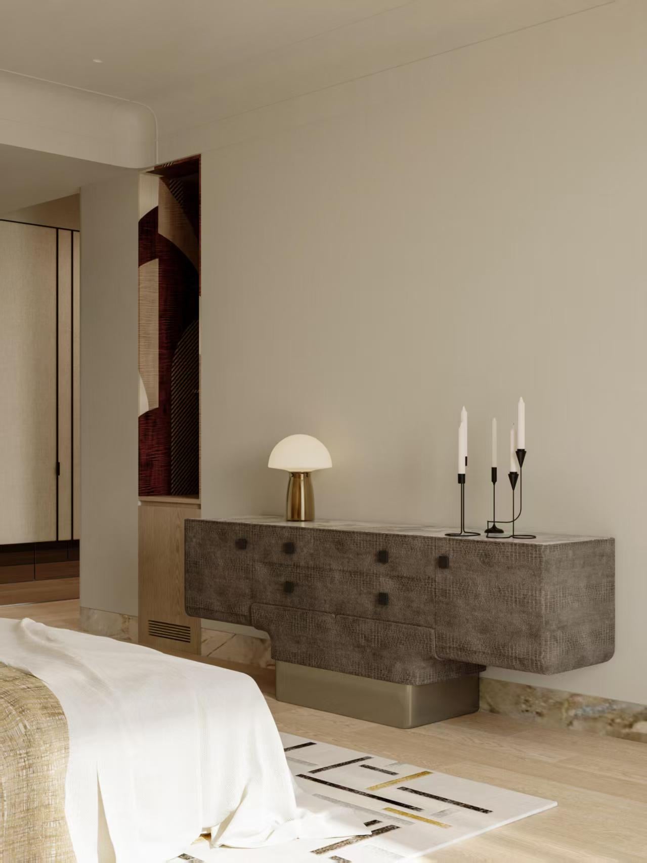 Luxury Italian Crocodile-Texture Sideboard