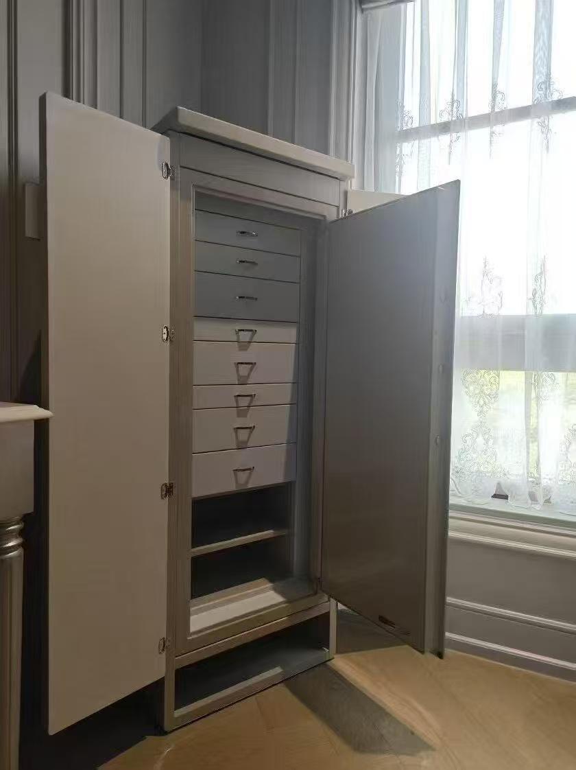 Luxury Italian Leather Jewelry Cabinet with Mirror and Password Lock