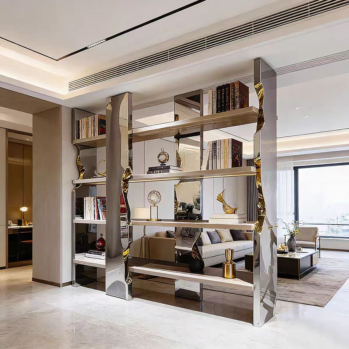 Luxury Italian Irregular Metal Bookshelf