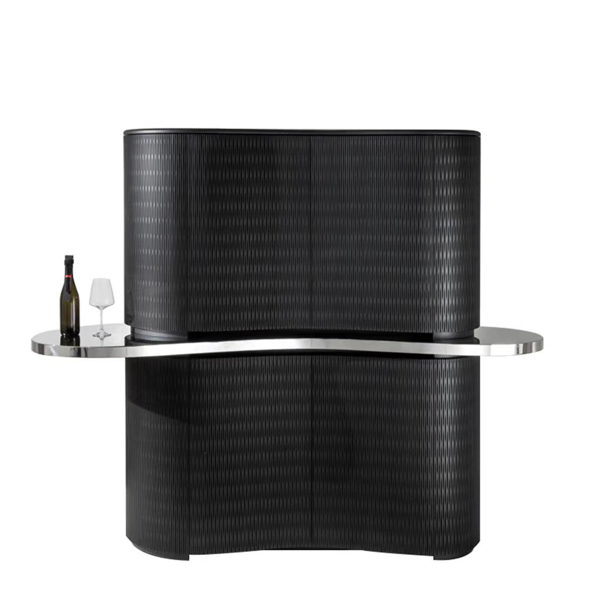Luxury Italian Curved Wine Cabinet with Glass Design