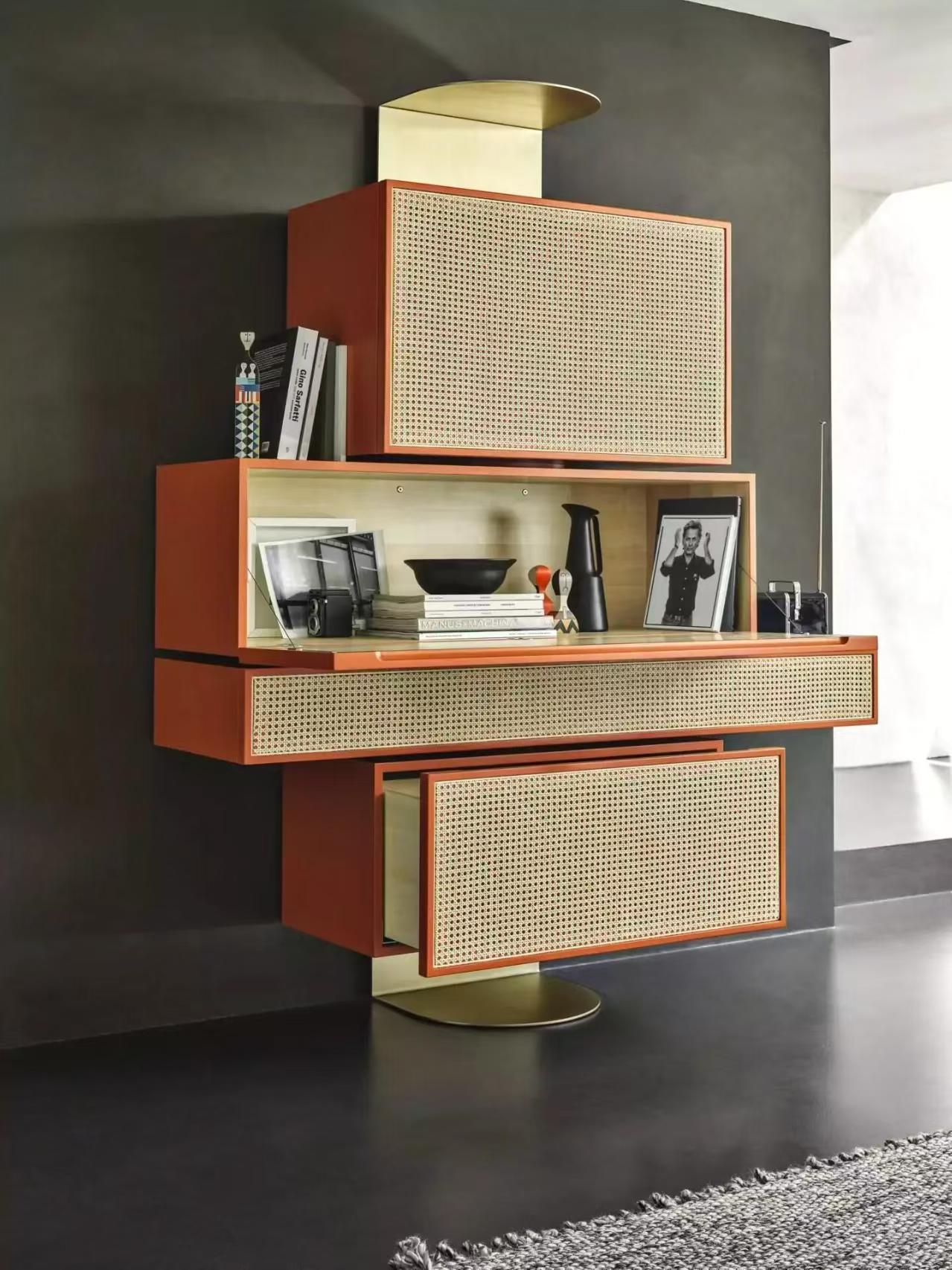 Luxury Wabi-Sabi Rattan Entryway Cabinet with Solid Wood Design