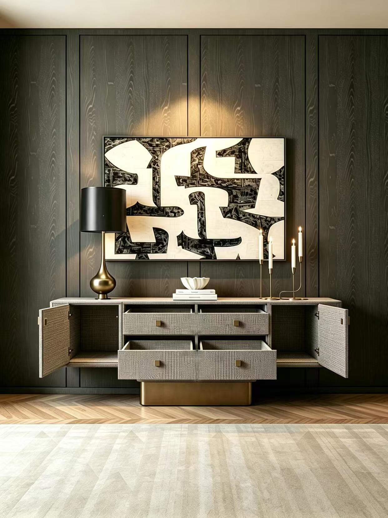Luxury Italian Crocodile-Texture Sideboard