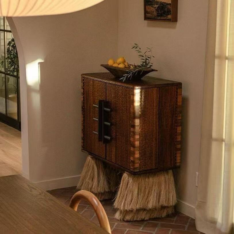 Luxury Retro Wine Cabinet with Solid Wood Design