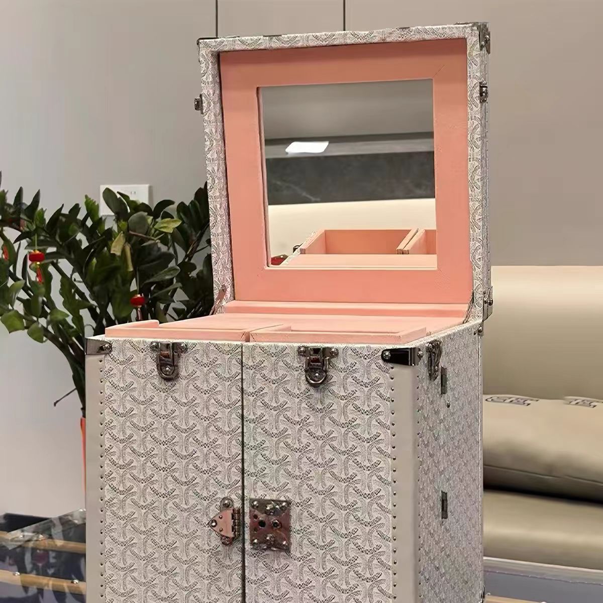 Luxury Italian Pink Jewelry Cabinet