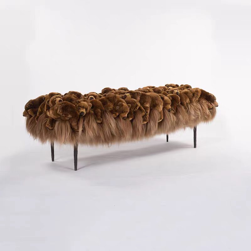 Luxury Italian Fur Accent Bench