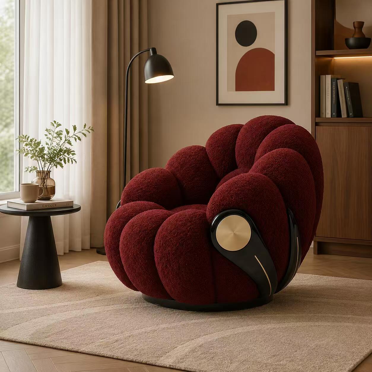 Luxury Italian Rotating Pouf Chair