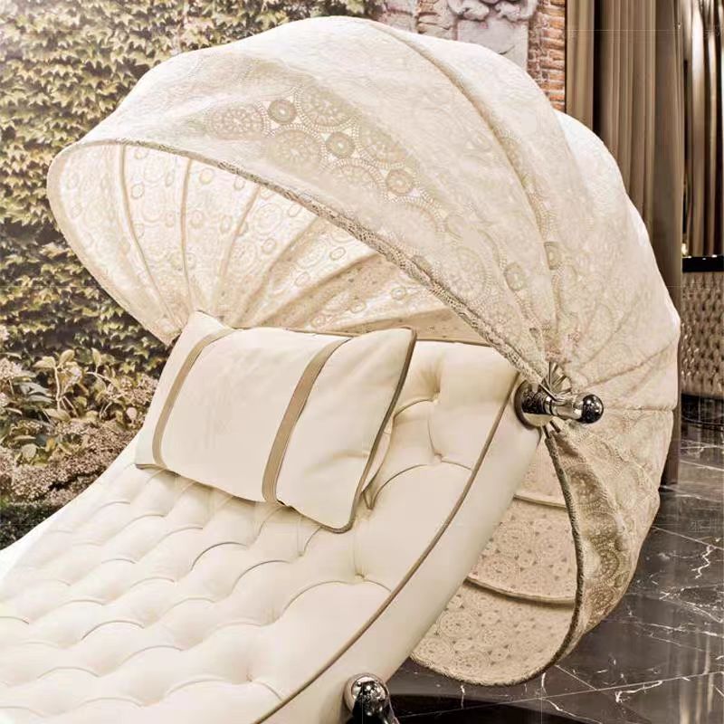 Luxury Italian Leather Chaise Lounge with Stainless Steel Design