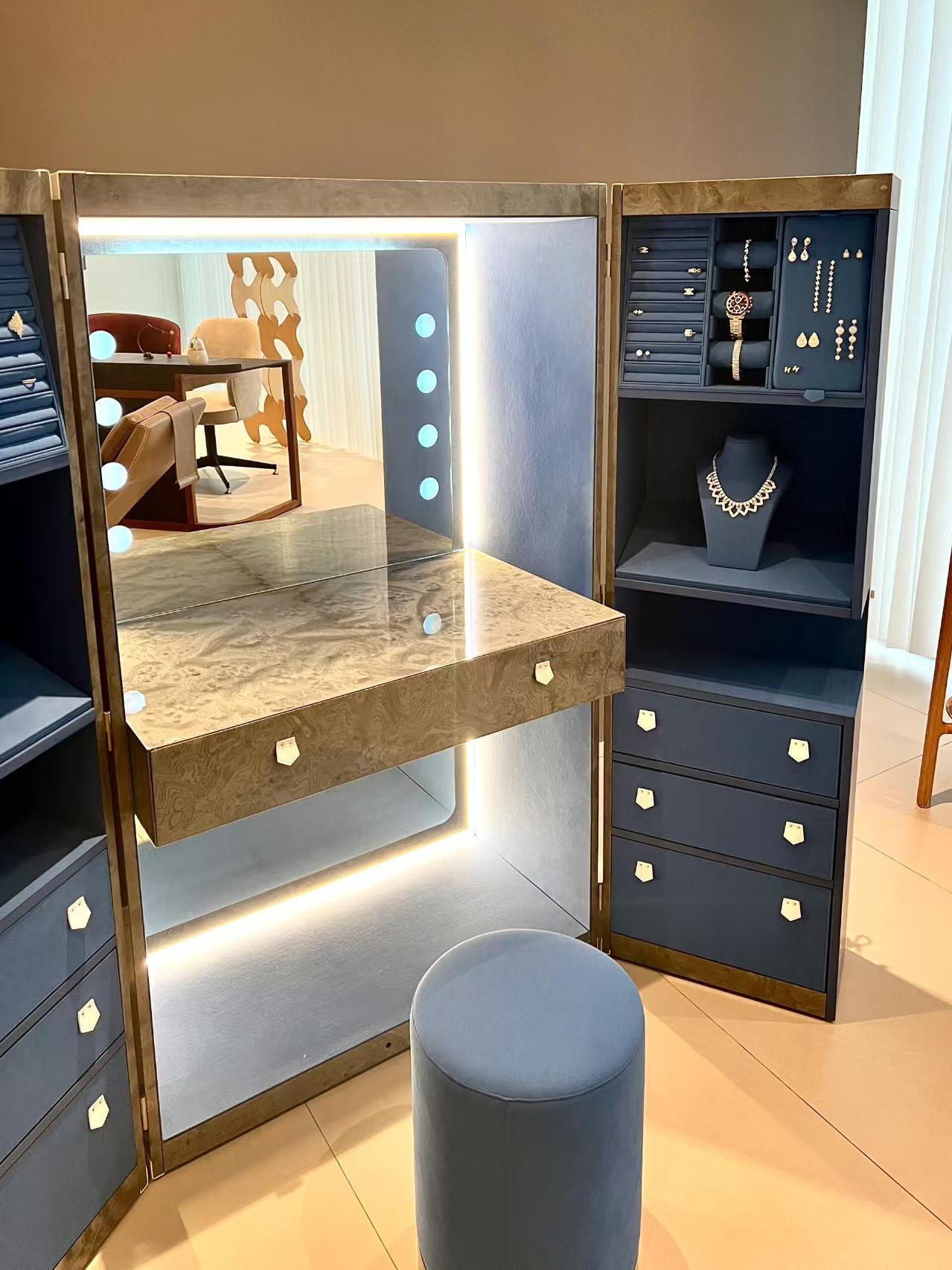 Italian Designer Jewelry Armoire with LED Mirror