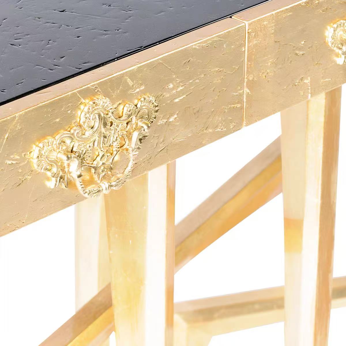 Luxury Italian Gold Leaf Console Table Design