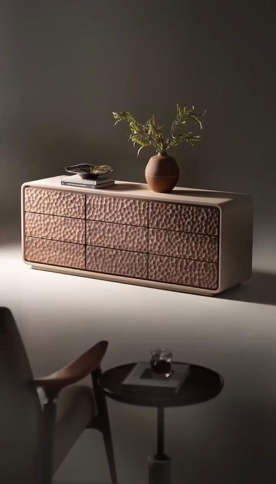 Luxury North American Black Walnut Nine-Drawer Cabinet